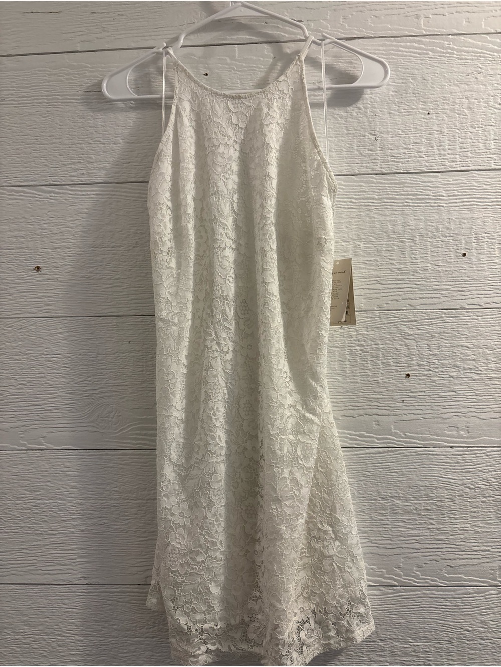 a new day White Lace Halter Midi Dress with Floral Overlay